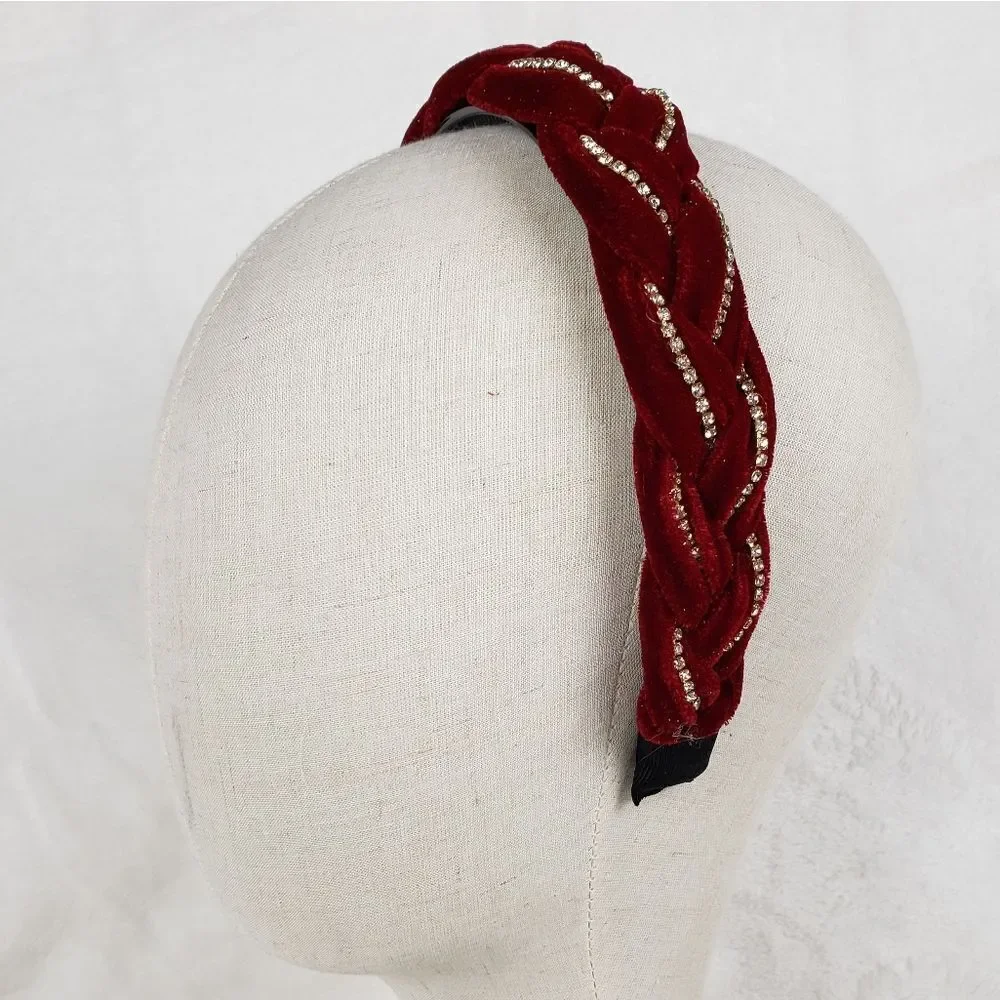 Velvet and Crystal Braided Headband